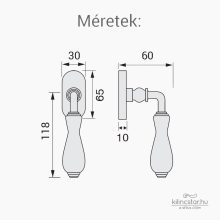 Diána Patinás réz festett porcelán ablakkilincs