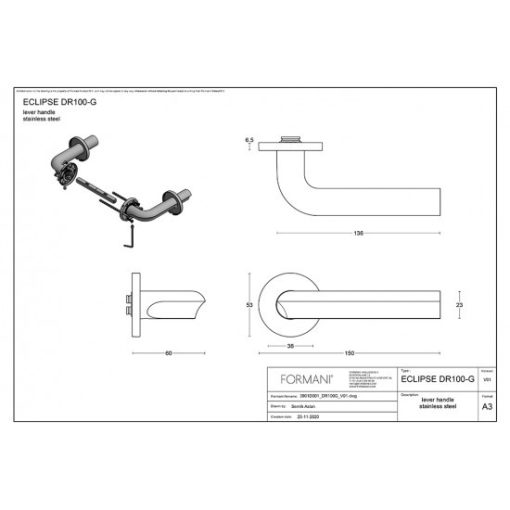 Formani Eclipse DR100G Szatén rozsdamentes acél körrozettás