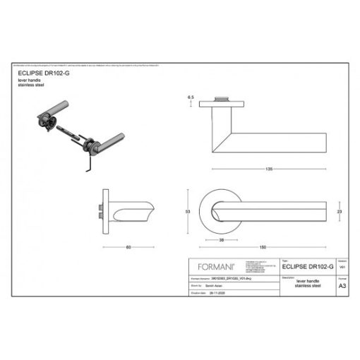 Formani Eclipse DR102G Szatén rozsdamentes acél körrozettás