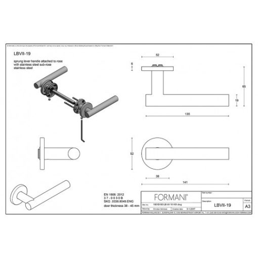 Formani Basics LB7-19 Szatén rozsdamentes acél körrozettás