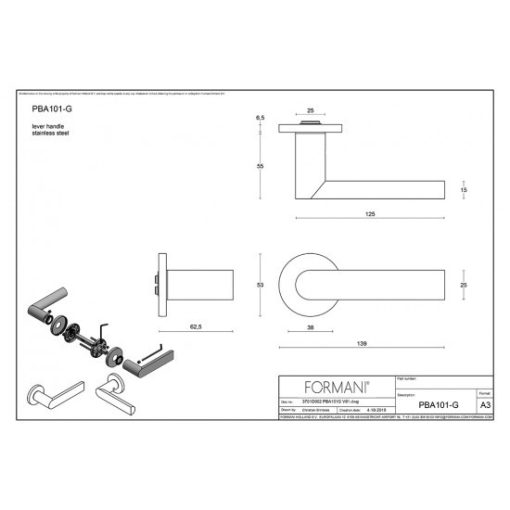 Formani Arc PBA101G Szatén rozsdamentes acél körrozettás